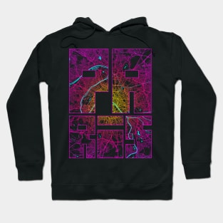 Paris, France City Map Typography - Neon Hoodie